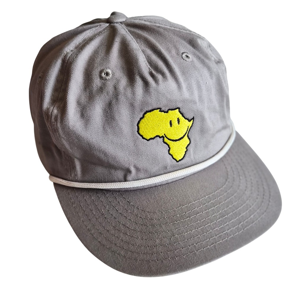 Decky Spell Museum Africa Smiley Face Rope Snapback Hat Grey Yellow